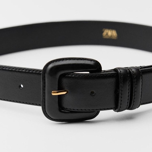 NWOT. Zara Dark Brown Leather Belt with Square Buckle. Size 32. main image 7